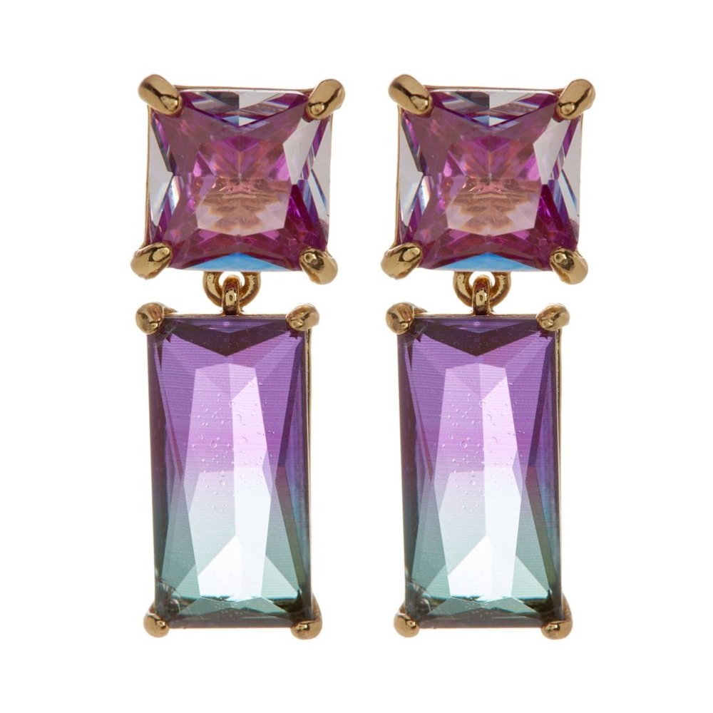 NEW Kate Spade Baguette CZ Blue Drop Earrings - Picture 1 of 6